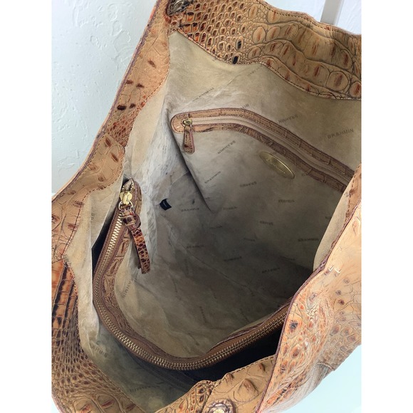 Brahmin Toasted Almond Anne Large Croc Tote Handmade purse bag - Picture 8 of 12